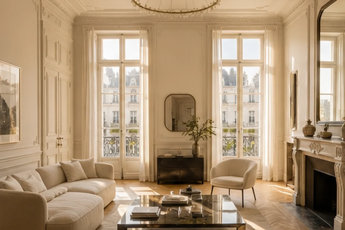 Salon lumineux d'un hôtel particulier à Bordeaux Chartrons