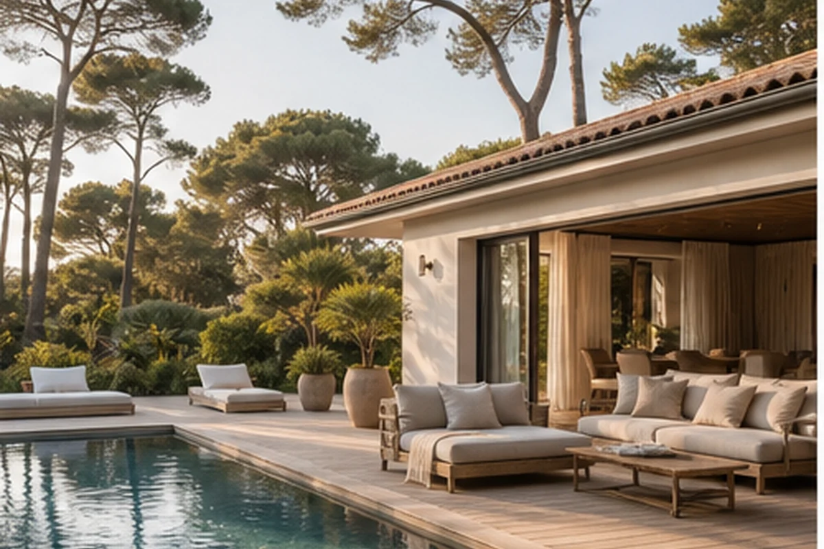 Villa contemporaine en bois clair, vue sur le bassin d'Arcachon au Cap-Ferret