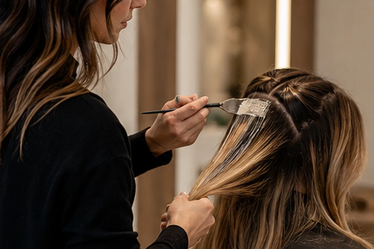 Balayage lumineux réalisé en salon